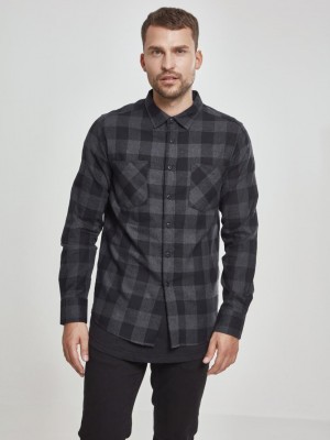 Мъжка карирана риза Urban Classics blk/cha Мъжка карирана риза Urban Classics blk/cha