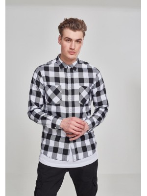 Мъжка карирана риза Urban Classics blk/wht