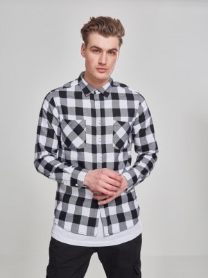 Мъжка карирана риза Urban Classics blk/wht Мъжка карирана риза Urban Classics blk/wht