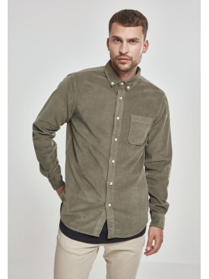 Мъжка риза Urban Classics Corduroy в цвят маслина