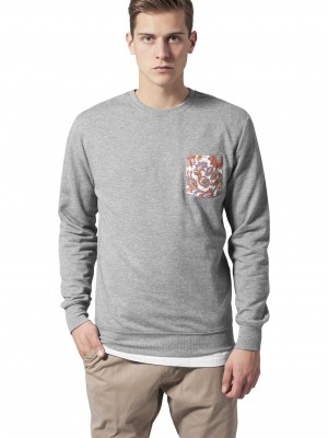 Мъжка сива блуза Urban Classics с кожен джоб grey/flower