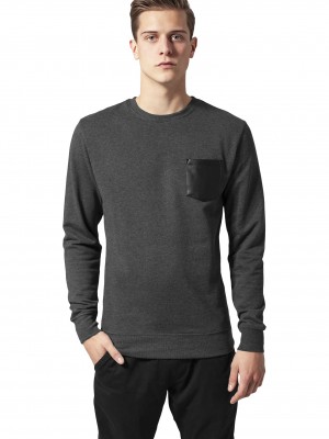 Мъжка тъмносива блуза Urban Classics с кожен джоб charcoal/leather