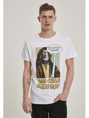 Мъжка тениска Merchcode Obi Wan Kenobi в бял цвят