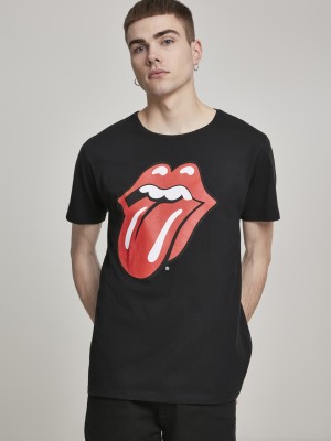 Мъжка тениска Merchcode Rolling Stones Tongue в черен цвят