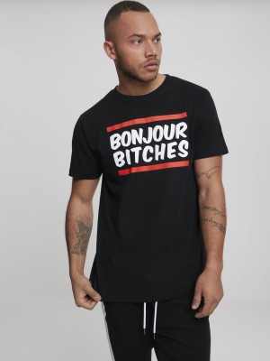 Мъжка тениска Mister Tee Bonjour в черен цвят