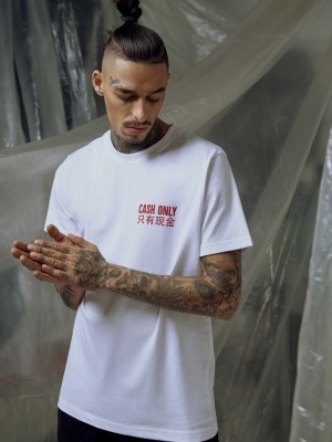 Мъжка тениска Mister Tee Cash Only в бял цвят