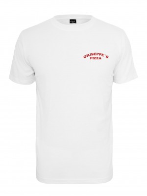 Мъжка тениска Mister Tee Giuseppes Pizzeria в бял цвят