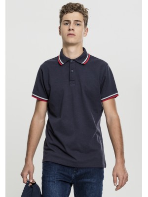 Мъжка тениска с яка Urban Classics navy/white/fire red