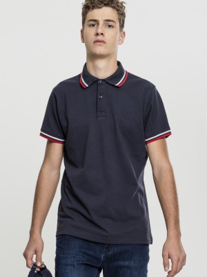 Мъжка тениска с яка Urban Classics navy/white/fire red