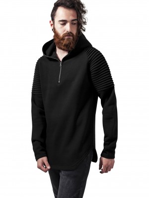 Мъжки черен суичър с плисе на ръкавите Urban Classics