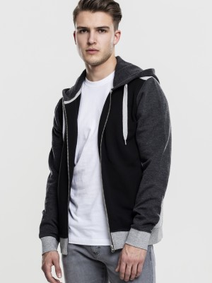 Мъжки суичър с цип в три цвята Urban Classics black/grey/charcoal