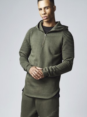 Мъжки тъмнозелен суичър с плисе на ръкавите Urban Classics