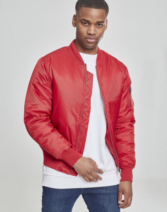 Мъжко червено яке тип бомбър Urban Classics fire red, Urban Classics, Бомбъри - Complex.bg