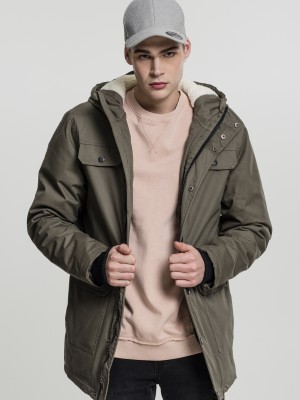 Мъжко дълго яке Urban Classics в цвят маслина