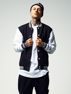 Мъжко колежанско яке в черно Urban Classics blk/wht