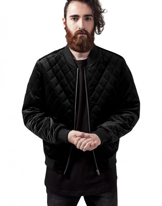 Мъжко плюшено яке Urban Classics в черен цвят, Urban Classics, Якета Пролет / Есен - Complex.bg