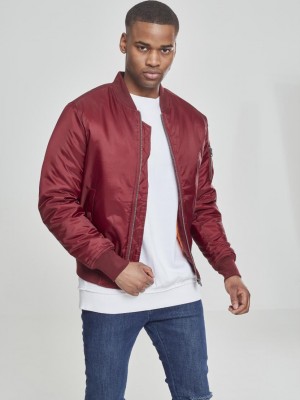 Мъжко яке тип бомбър Urban Classics burgundy в бордо