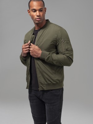 Мъжко яке тип бомбър Urban Classics в цвят тъмна маслина