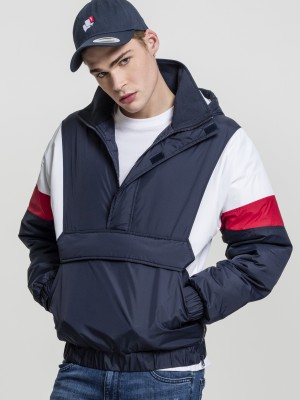 Мъжко яке в три цвята Urban Classics navy/white/fire red