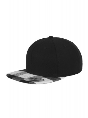 Шапка с козирка в черно Checked Flanell Peak Snapback 