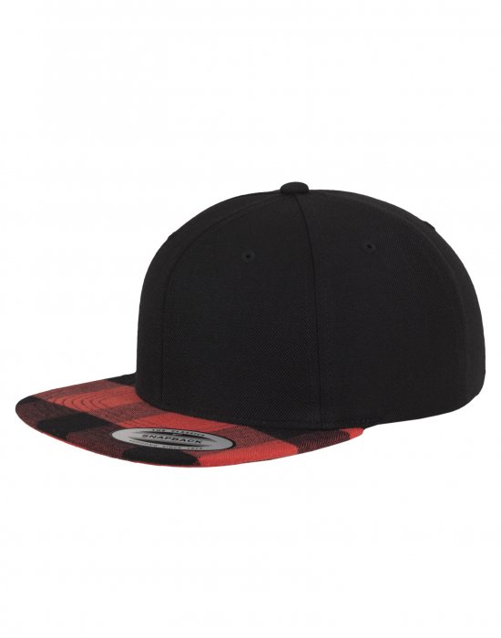 Шапка с козирка в черно Checked Flanell Peak Snapback, Urban Classics, Шапки с козирка - Complex.bg