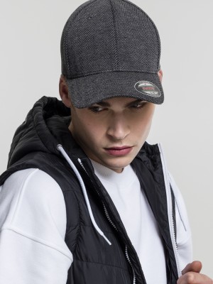 Шапка с козирка в черно и сиво Heringbone Melange Flexfit  Шапка с козирка в черно и сиво Heringbone Melange Flexfit