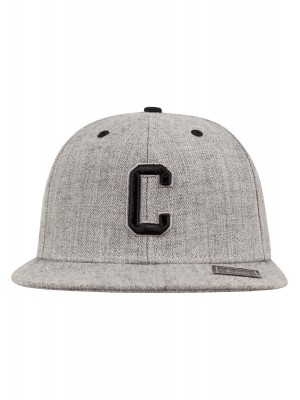 Шапка с козирка в сиво Letter Snapback C 