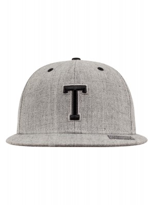 Шапка с козирка в сиво Letter Snapback T 