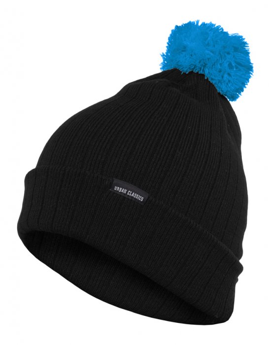 Зимна шапка бийни Contrast Bobble Beanie blk/tur, Urban Classics, Шапки бийнита - Complex.bg