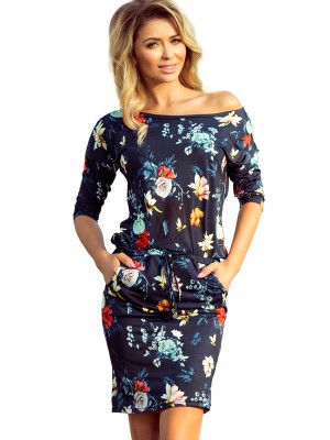 Спортно-елегантна миди рокля с 3/4 ръкави 13-91