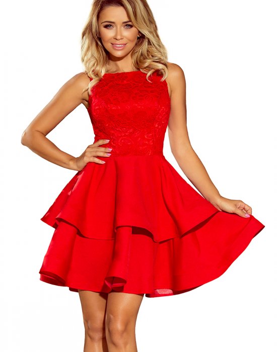 Елегантна червена рокля 205-1, Numoco, Къси рокли - Complex.bg