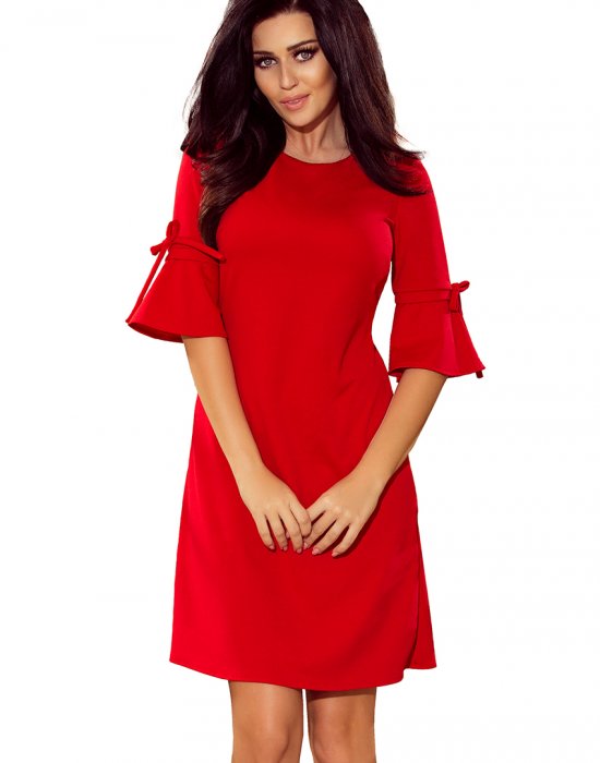 Червена рокля с разкроени ръкави 217-1, Numoco, Миди рокли - Complex.bg