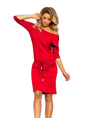 Ежедневна миди рокля в червено 13-96