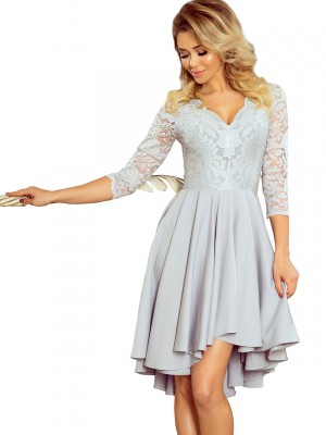 Елегантна асиметрична рокля в сив цвят 210-9