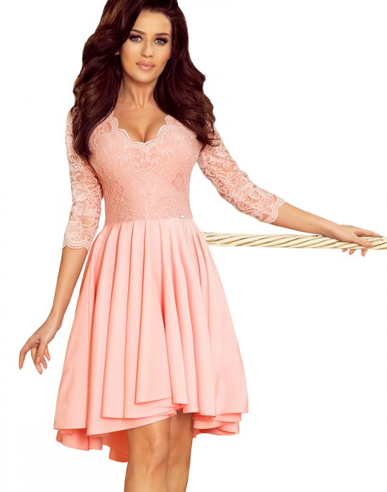 Елегантна асиметрична рокля в пастелно розово 210-7, Numoco, Миди рокли - Complex.bg