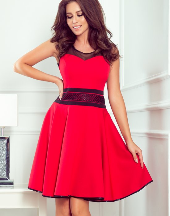 Елегантна червена рокля 261-1, Numoco, Миди рокли - Complex.bg