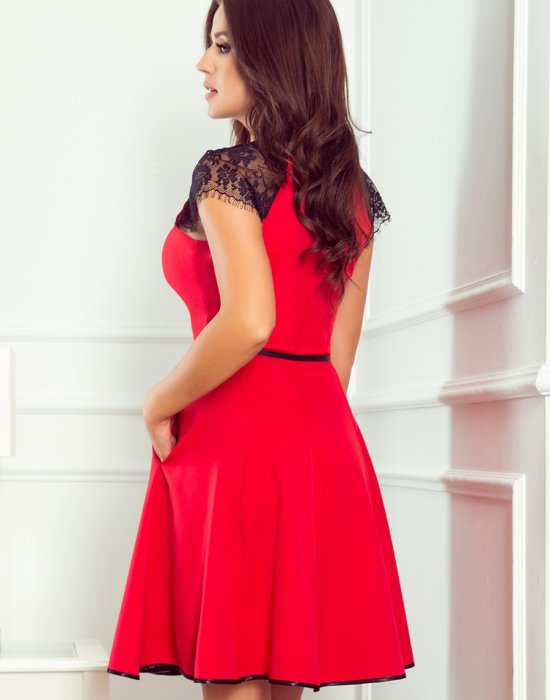 Елегантна червена рокля 254-2, Numoco, Къси рокли - Complex.bg