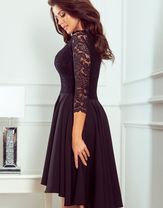 Елегантна асиметрична рокля в черен цвят 210-10, Numoco, Миди рокли - Complex.bg