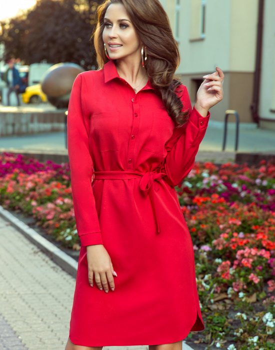 Елегантна червена рокля 284-1, Numoco, Миди рокли - Complex.bg