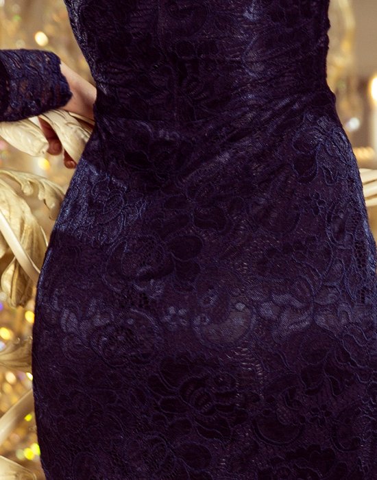 Официална дантелена рокля в тъмносиньо 170-7, Numoco, Миди рокли - Complex.bg