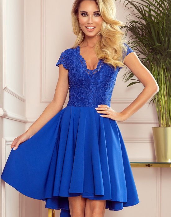 Официална рокля в син цвят 300-3, Numoco, Миди рокли - Complex.bg