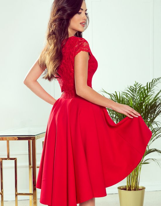 Официална рокля в червено 300-2, Numoco, Миди рокли - Complex.bg