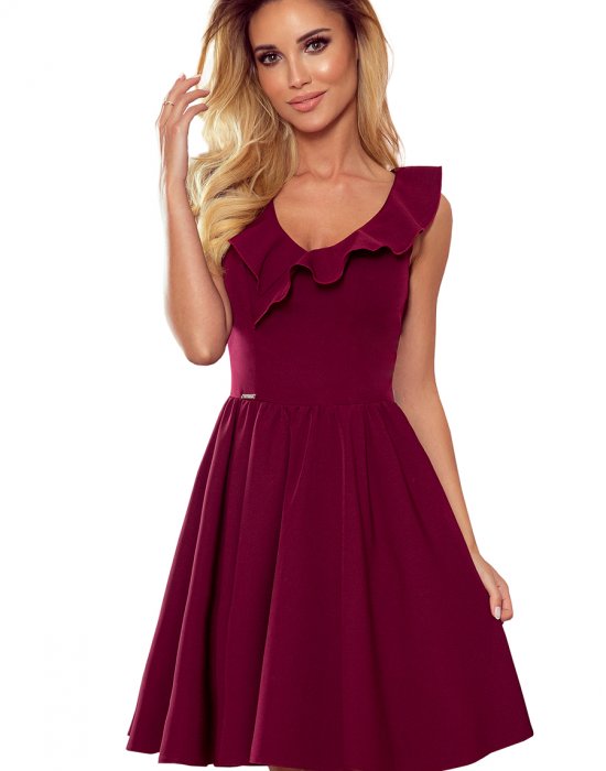 Елегантна рокля в цвят бордо 307-3, Numoco, Миди рокли - Complex.bg