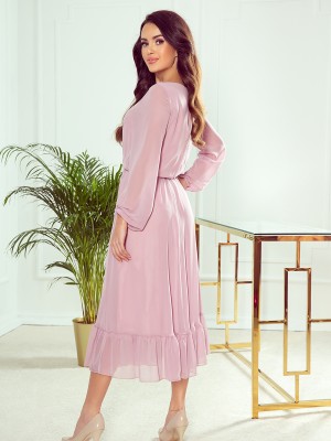 Рокля от шифон в розов цвят 304-1
