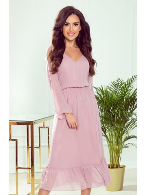 Рокля от шифон в розов цвят 304-1