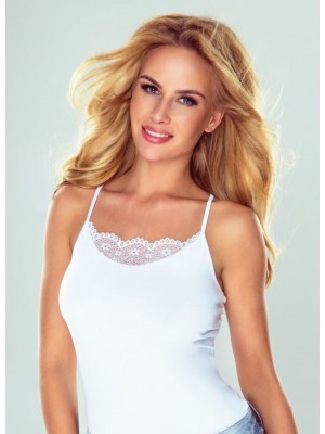 Дамски топник с дантела в бял цвят Dafne 