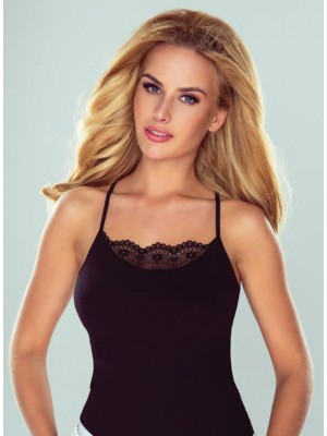 Дамски топник с дантела в черен цвят Dafne 