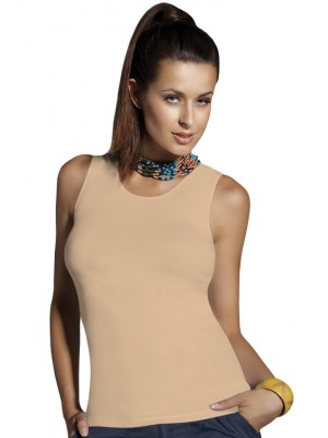 Памучен потник в бежов цвят