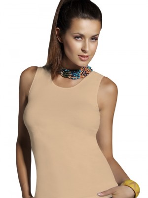 Памучен потник в бежов цвят