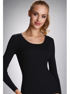 Памучна блуза в черен цвят в макси размери Irene